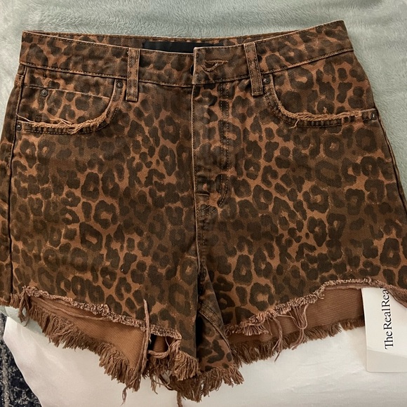 Alexander Wang leopard denim shorts - Jean Shorts